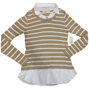 New with tags Faded Glory striped khaki/beige sweater size Medium